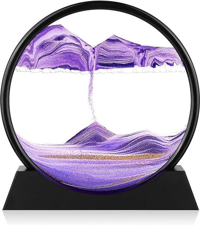 Bewegende Zandkunst in Glas 19x19 cm – Paars