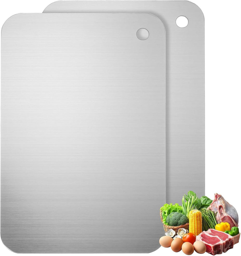 RVS Snijplanken Set – Antibacterieel en Vaatwasserbestendig – 2x Dubbelzijdig 24x15 cm