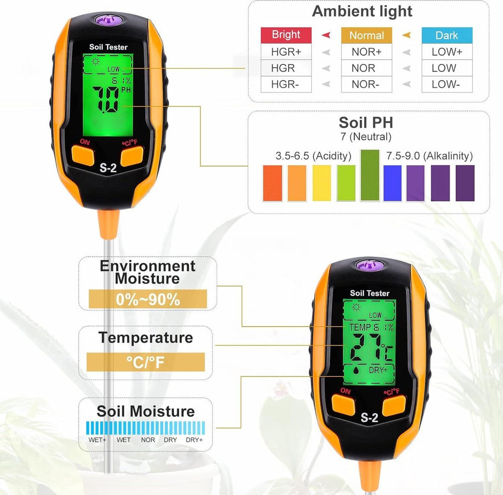 Digitale Bodemtester voor Tuin en Planten – 5-in-1 met Luchtvochtigheid