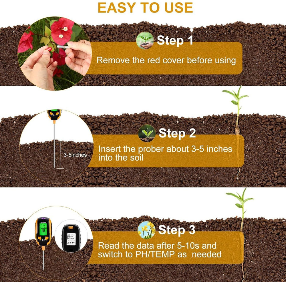 Digitale Bodemtester voor Tuin en Planten – 5-in-1 met Luchtvochtigheid