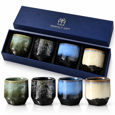 Keramische Koffiekopjes Set van 4 in Geschenkdoos – Design 6