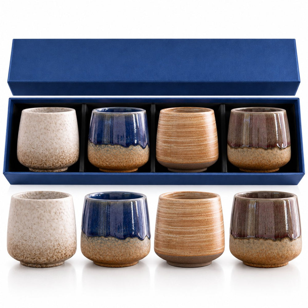 Keramische Koffiekopjes Set van 4 in Geschenkdoos – Design 1