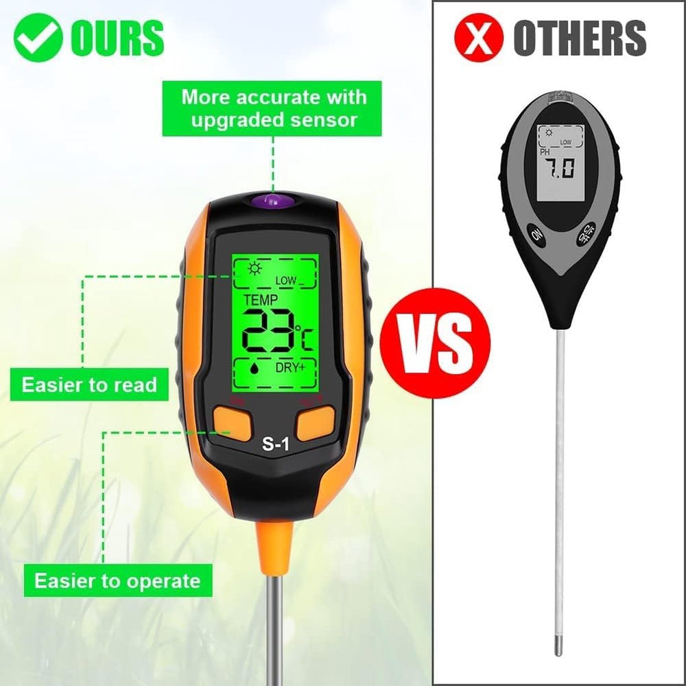 Digitale Bodemtester voor Tuin en Planten – 4-in-1 met LCD