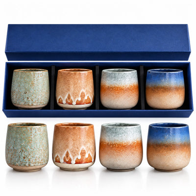 Keramische Koffiekopjes Set van 4 in Geschenkdoos – Design 8