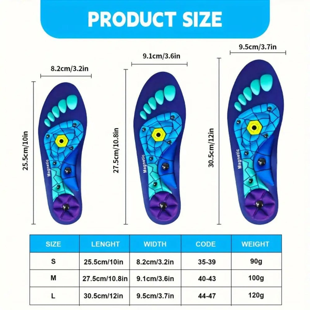 Magnetische Massage Inlegzolen – Maat 44-46 – Blauw (model 3)