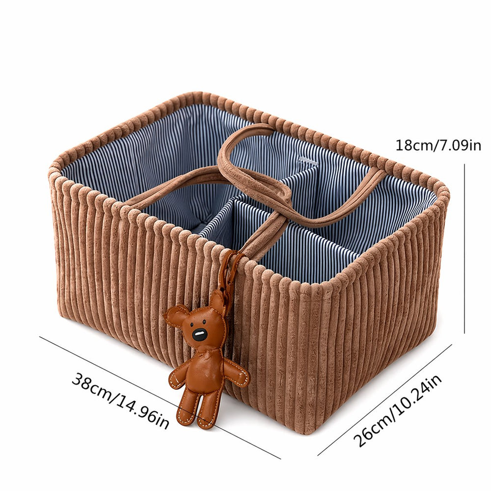 Opvouwbare Corduroy Luiermand met Vakken – Bruin