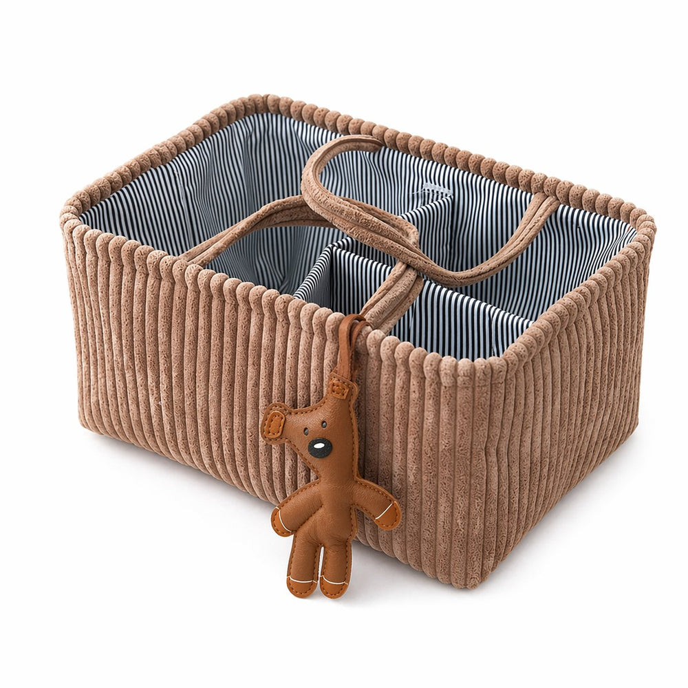 Opvouwbare Corduroy Luiermand met Vakken – Bruin