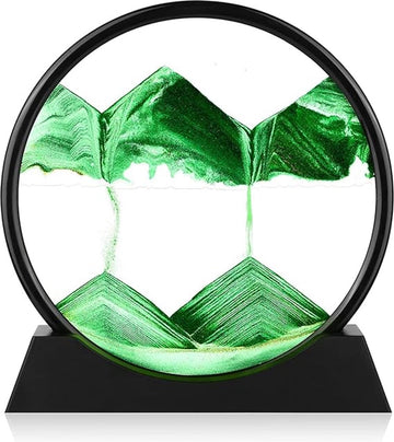 Bewegende Zandkunst in Glas 19x19 cm – Groen