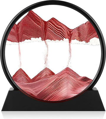 Bewegende Zandkunst in Glas 19x19 cm – Rood