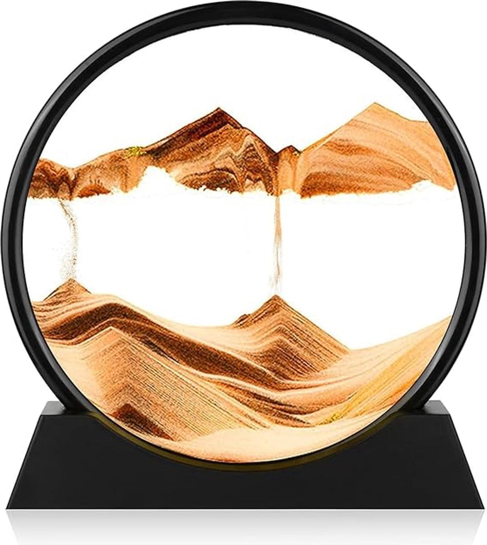 Bewegende Zandkunst in Glas 19x19 cm – Bruin