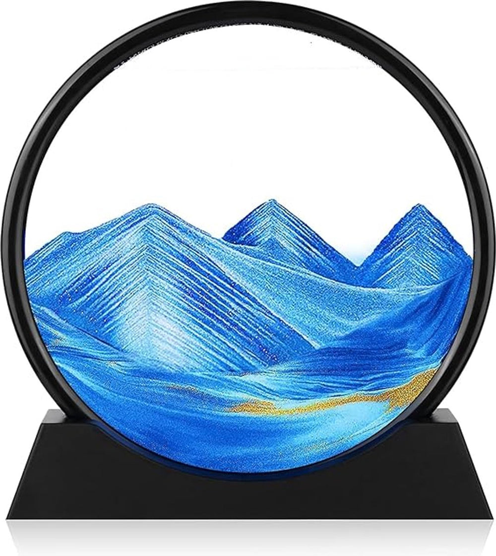 Bewegende Zandkunst in Glas 19x19 cm – Blauw