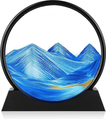 Bewegende Zandkunst in Glas 19x19 cm – Blauw