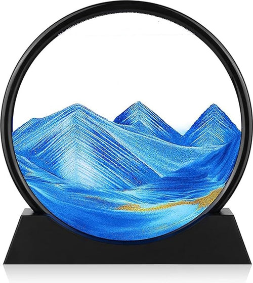 Bewegende Zandkunst in Glas 19x19 cm – Blauw