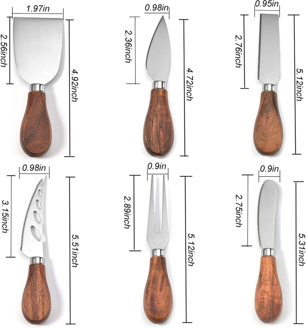 Kaasmessenset met Acaciahouten Handvatten