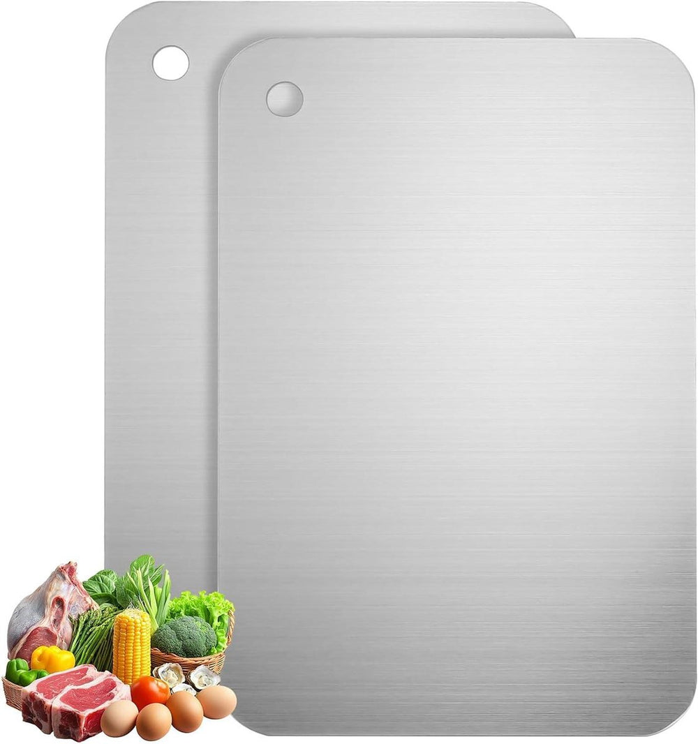 RVS Snijplanken Set – Antibacterieel en Vaatwasserbestendig – 2x Dubbelzijdig 24x15 cm