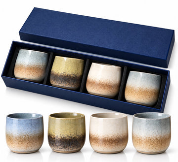 Keramische Koffiekopjes Set van 4 in Geschenkdoos – Design 2