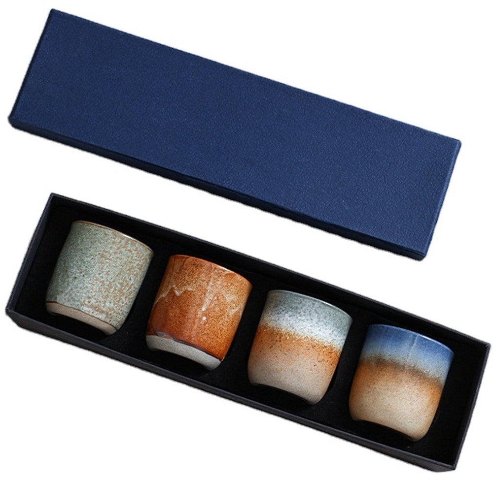 Keramische Koffiekopjes Set van 4 in Geschenkdoos – Design 8