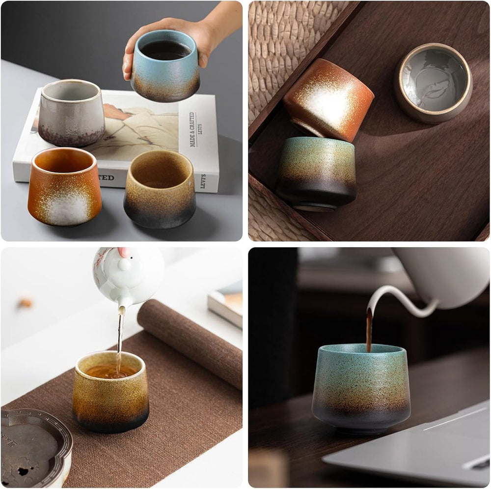Keramische Koffiekopjes Set van 4 in Geschenkdoos – Design 9