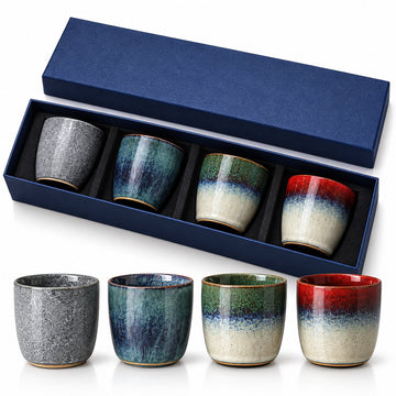 Keramische Koffiekopjes Set van 4 in Geschenkdoos – Design 5