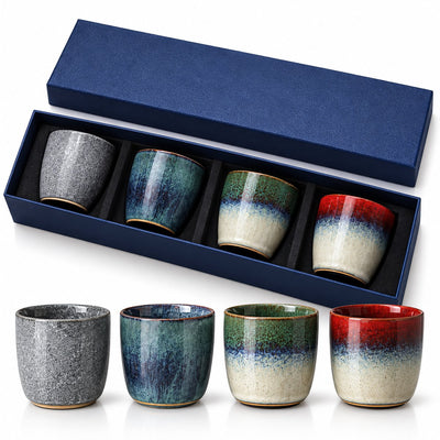 Keramische Koffiekopjes Set van 4 in Geschenkdoos – Design 5