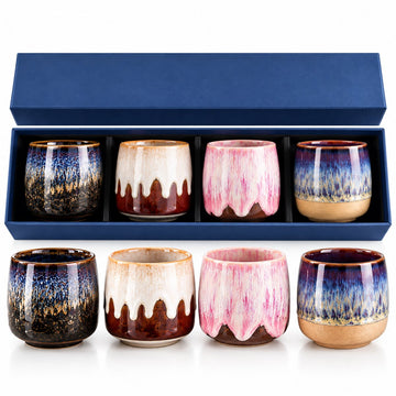 Keramische Koffiekopjes Set van 4 in Geschenkdoos – Design 7