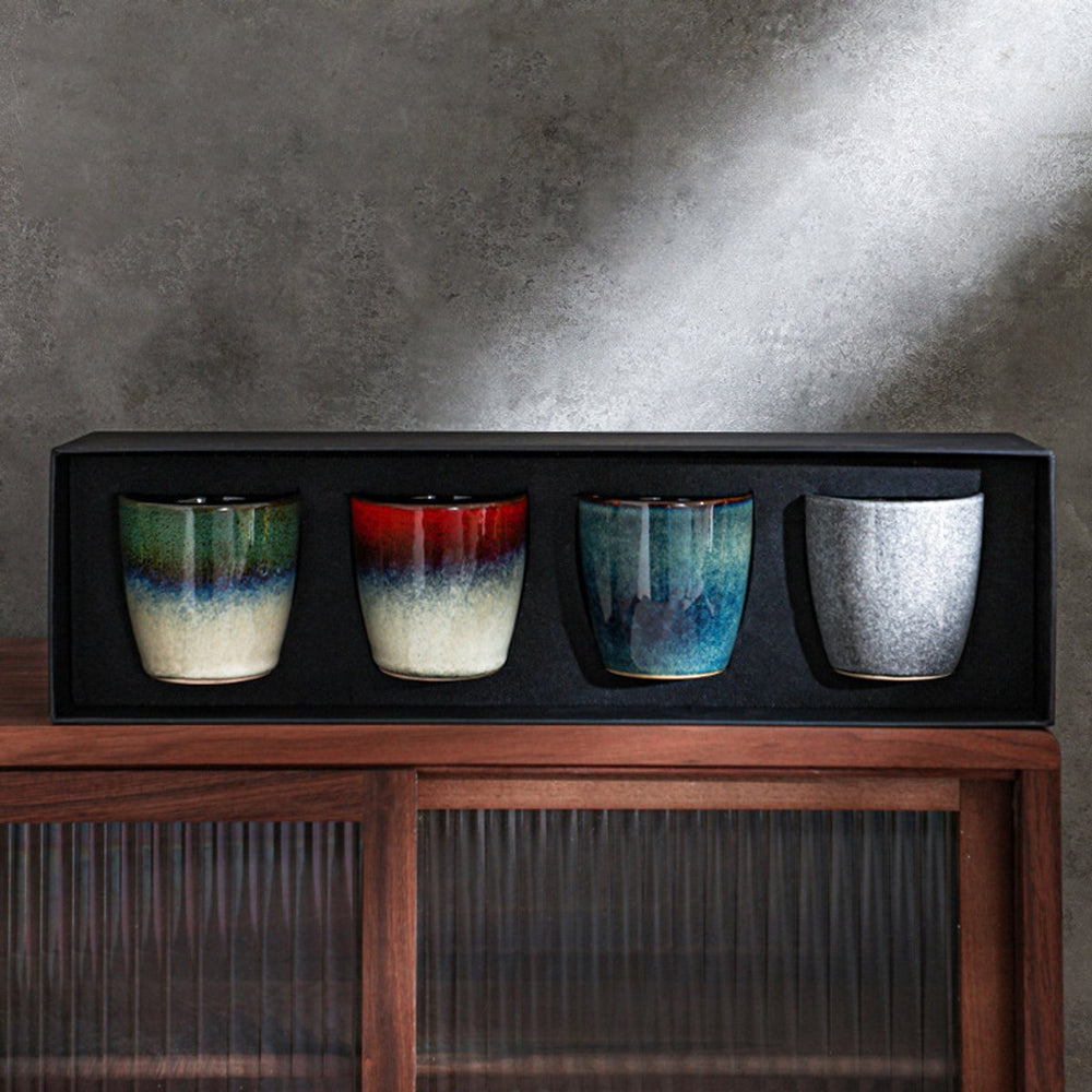 Keramische Koffiekopjes Set van 4 in Geschenkdoos – Design 5