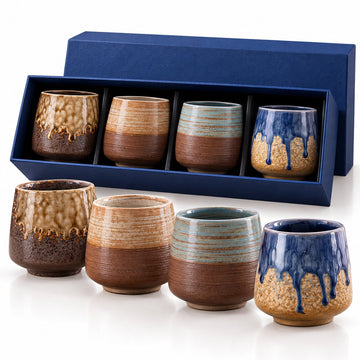 Keramische Koffiekopjes Set van 4 in Geschenkdoos – Design 3